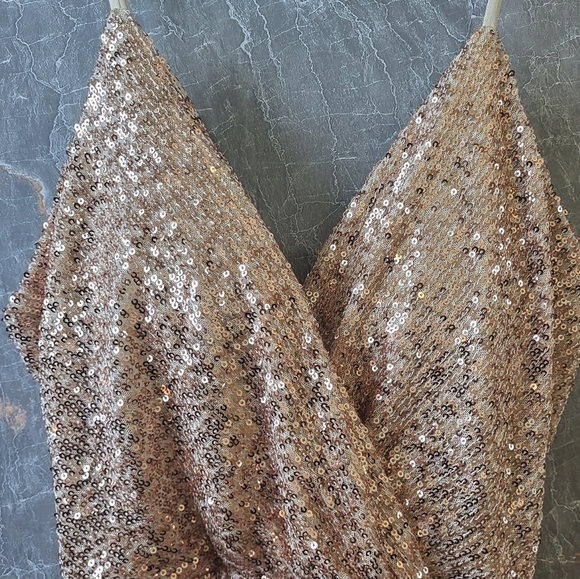 Kalinnu's Gown,‎ For Formals, Proms, Etc.  Rose Gold Sequins, Dress Size (S) - Picture 11 of 15